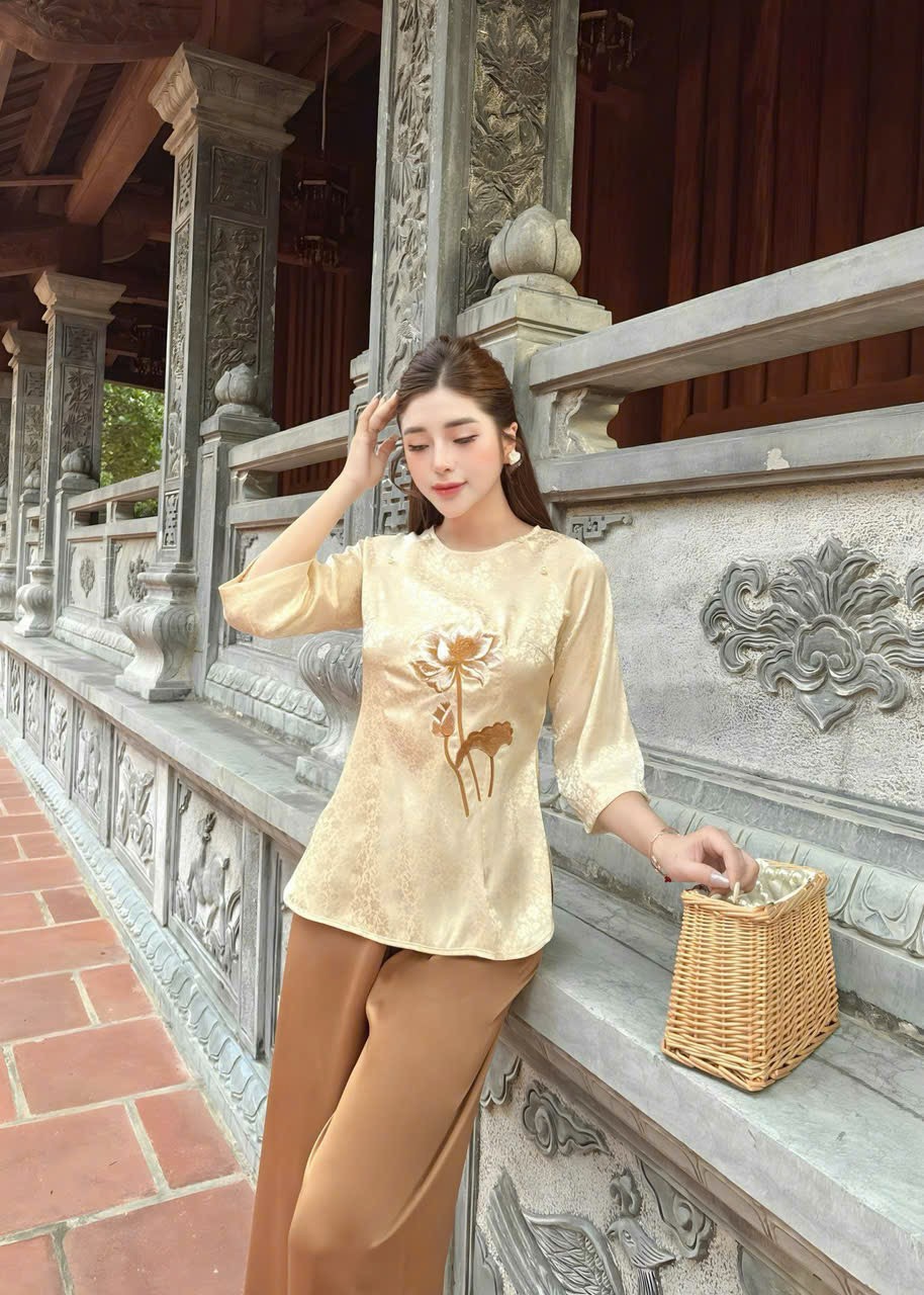 Đồ Lam Đi Chùa # Mẫu Cúc Ngọc Lụa Gấm # Quần Áo Nữ