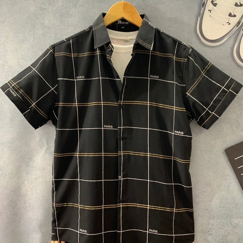 ÁO SƠ MI NAM TAY NGẮN SỌC CARO CÔNG SỞ CAO CẤP ĐẸP NGẦU