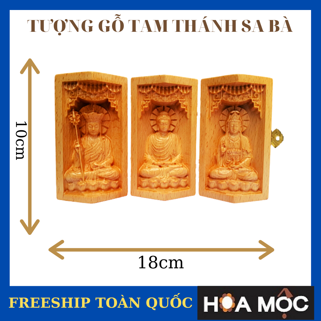 [HCM]Hộp Tượng Gỗ Tam Thánh Sa Bà
