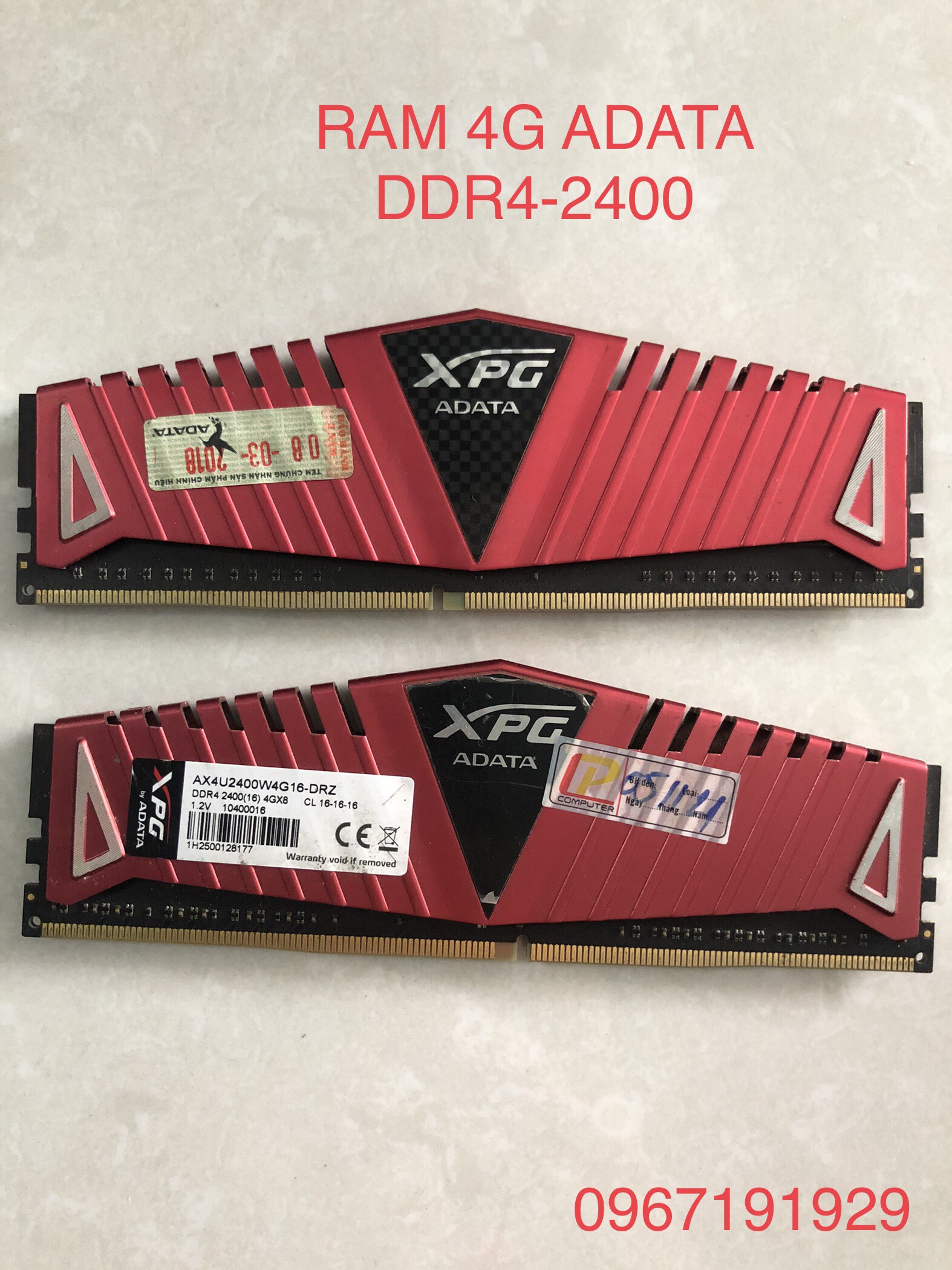 Ram 4G DDR4 2400 ADATA có tản nhiệt xịn xò.