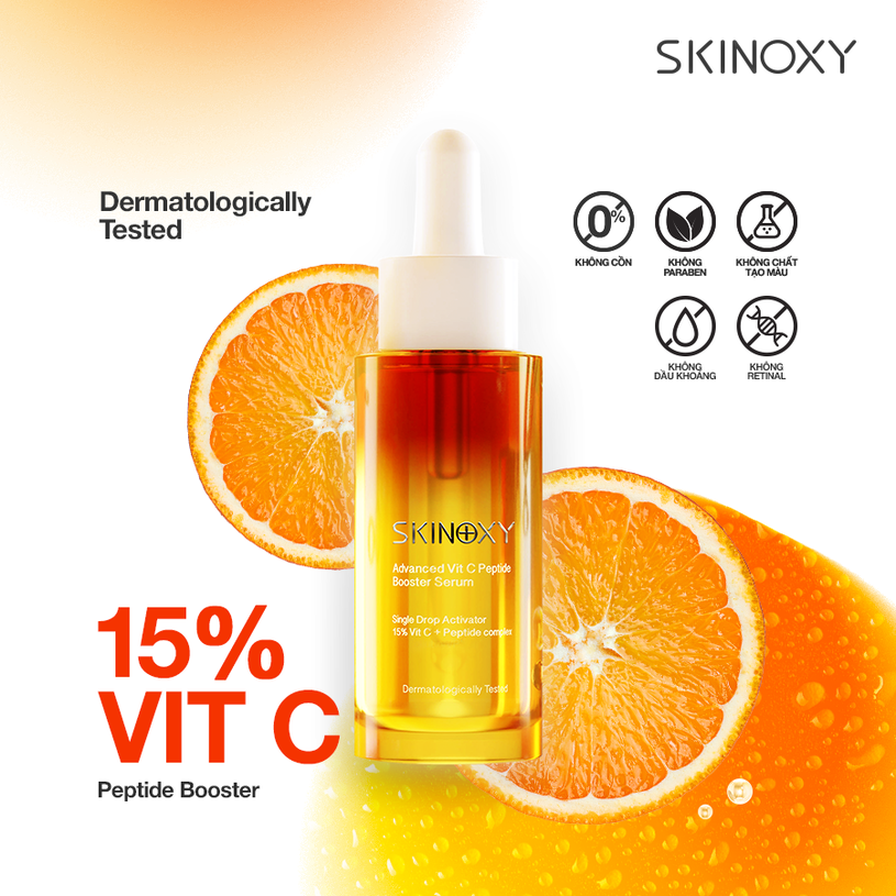G-Skinoxy Advanced Vit C Peptide Booster Serum – 9Ml (Tinh Chất Dưỡng Da Sáng Da Và Mờ Thâm Skinoxy - 9Ml)