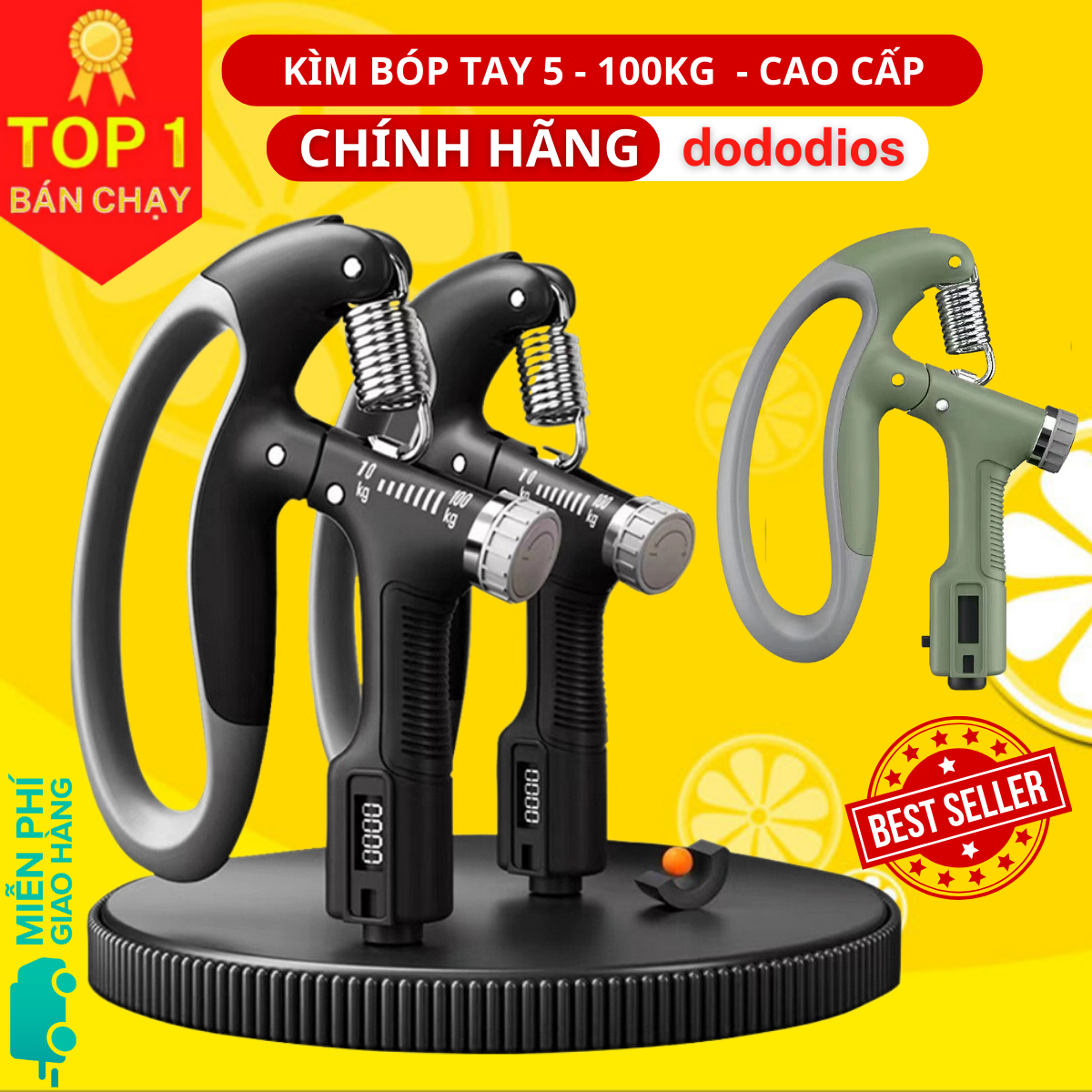 Kìm Bóp Tay, Kìm Tập Cơ Tay, Dụng Cụ Tập Gym Tại Nhà Điều Chỉnh Lực Có Đếm 10-100kg - Chính hãng dododios