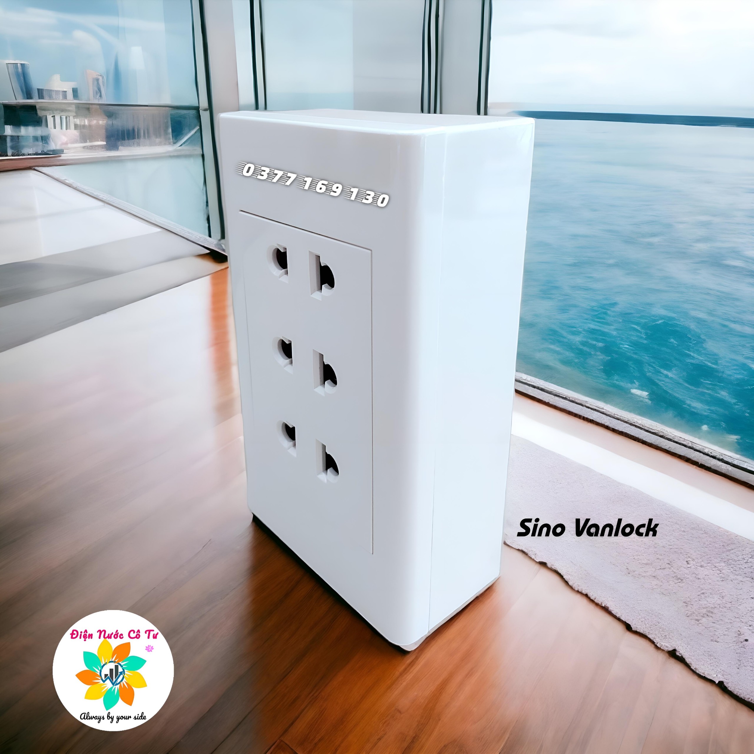 Ổ cắm điện 2 lỗ đôi 3 chấu 16A Sino Vanlock