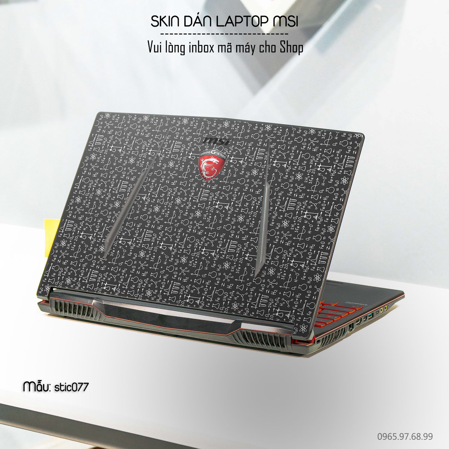 Decal Skin dán Laptop MSI mẫu Hoa văn sticker (inbox mã máy cho shop)
