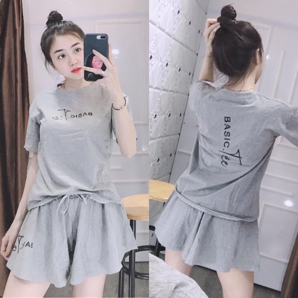 bộ đồ quần xòe giả váy chất thun coton