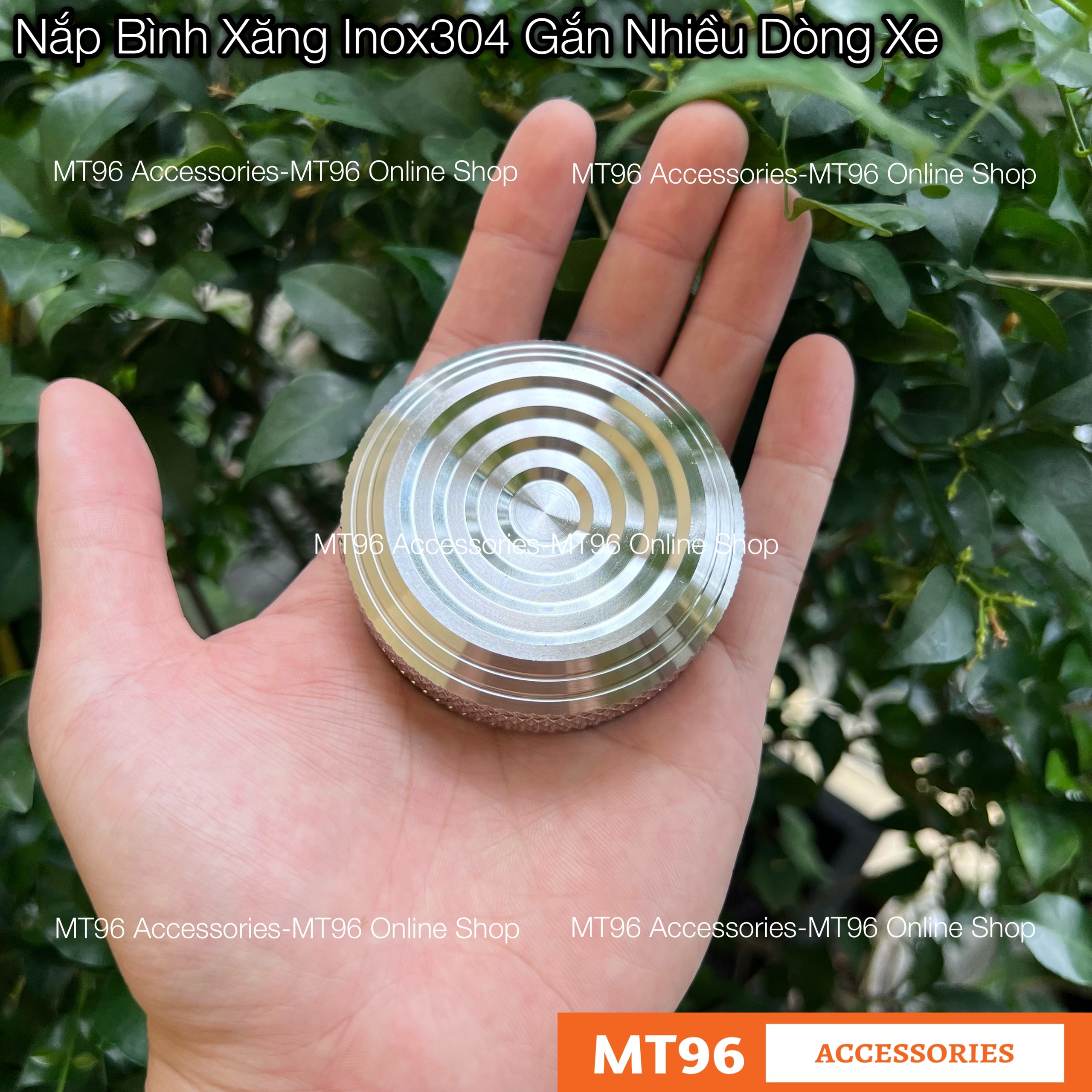 Nắp bình xăng salaya inox gắn nhiều dòng xe chuẩn inox304 cnc