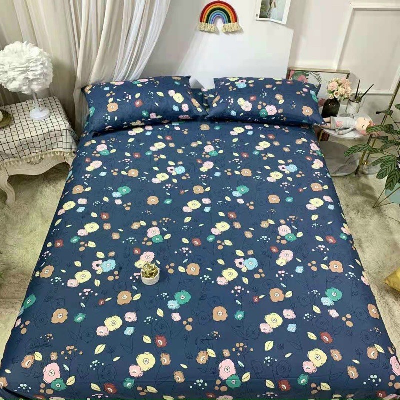 Bộ ga gối cotton 100% - hoa sắc màu