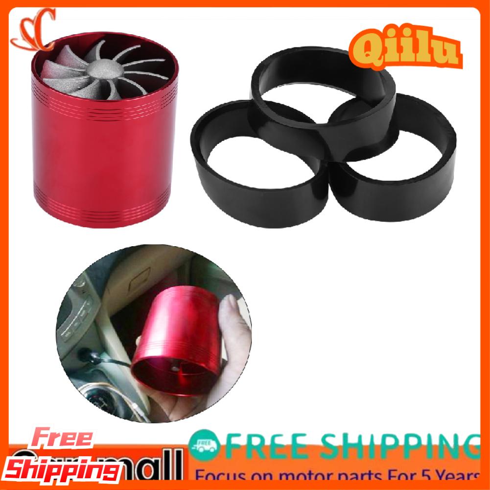 【Flash Sale!!!】Aluminum Car Air Intake Turbonator Dual Fan Turbine Super Charger Gas Fuel Saver Turbo Red
