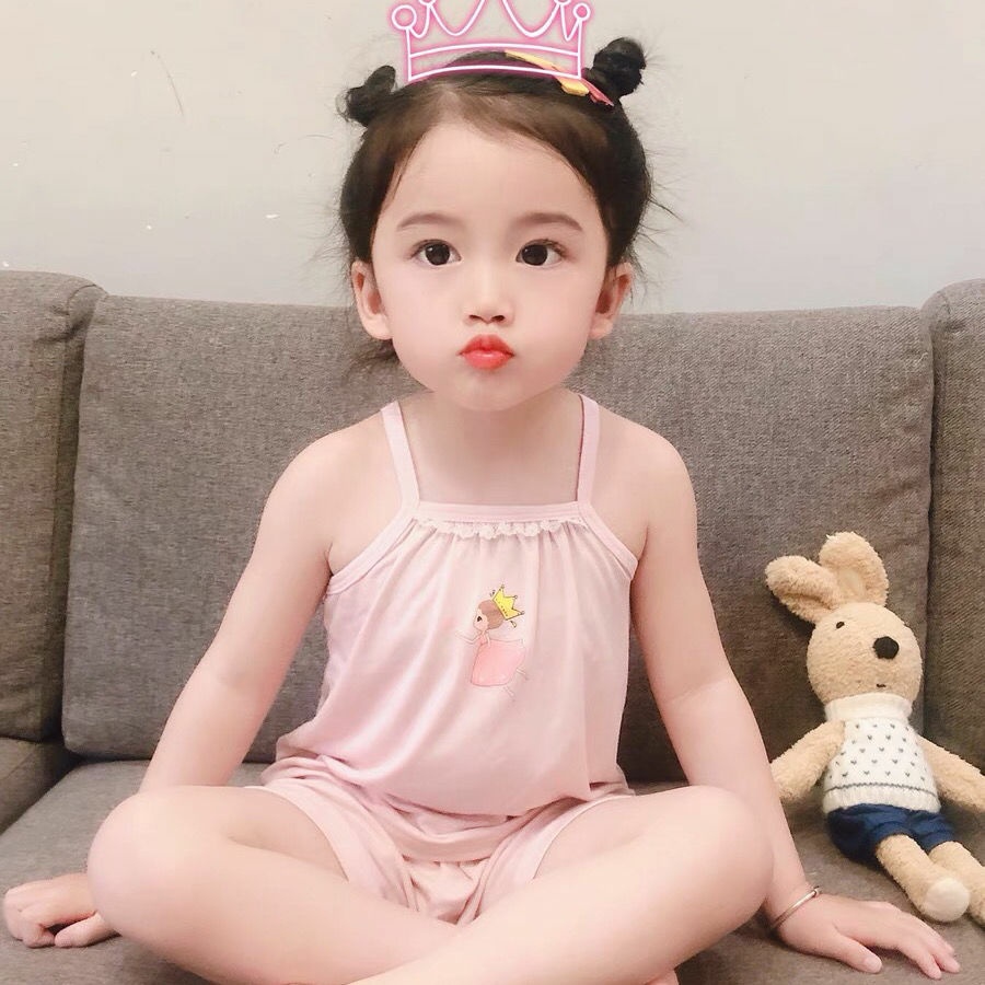 set bộ 2 dây dễ thương cho bé mặc mát lạnh mùa hè