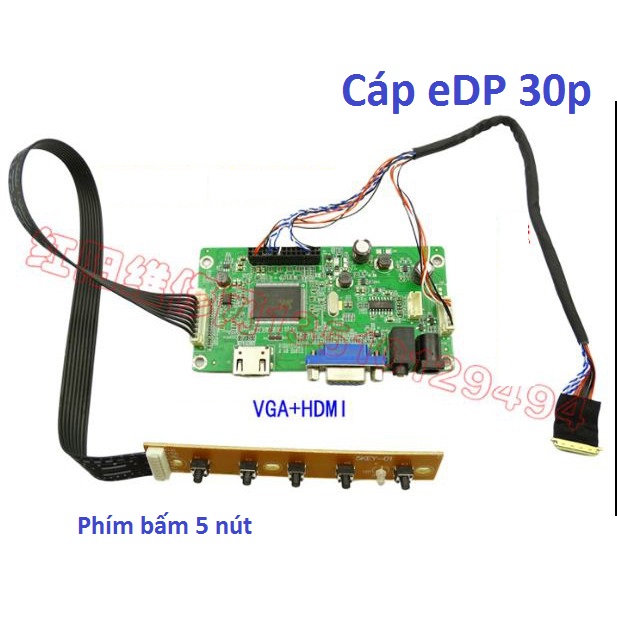 Bộ test Panel Laptop 30 pin LED eDP  1366x768