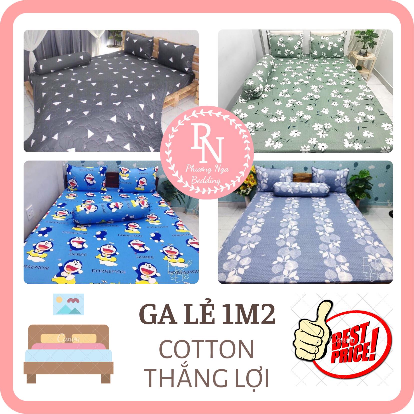 Ga lẻ 1m2 x 2m Cotton Thắng Lợi chuẩn logo (Không áo gối, dùng cho nệm cao từ 3-15cm)