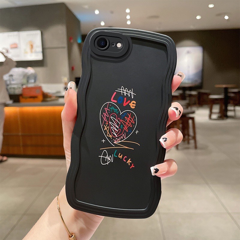 Ốp lưng Iphone 6S/6 Plus/7G/8G/X/Xs/11/12/...trong cạnh gợn sóng hình ?Gấu Má Hồng
