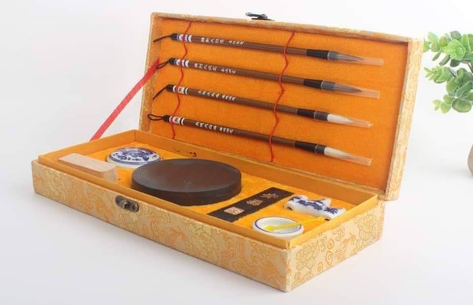 Bộ văn phòng tứ bảo hộp gấm luyện viết thư pháp