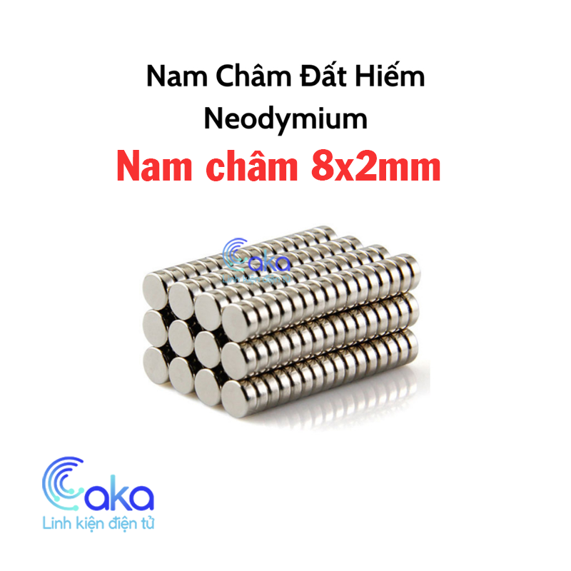 Bộ 5 nam châm đất hiếm 8x2mm tròn
