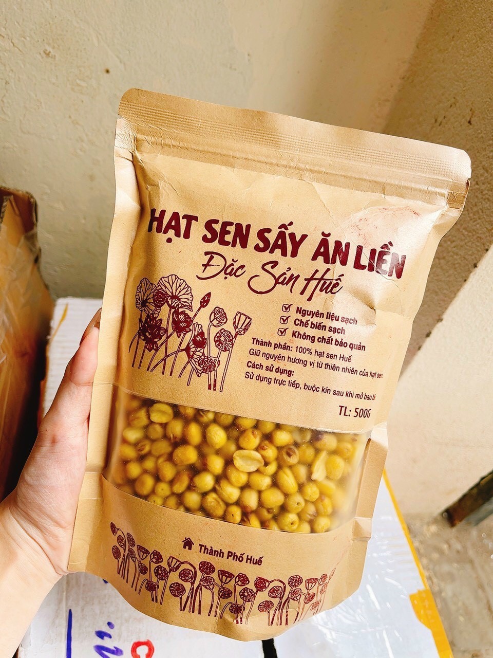 (FREESHIP MAX) HẠT SEN SẤY GIÒN THÀNH PHỐ HUẾ 500g