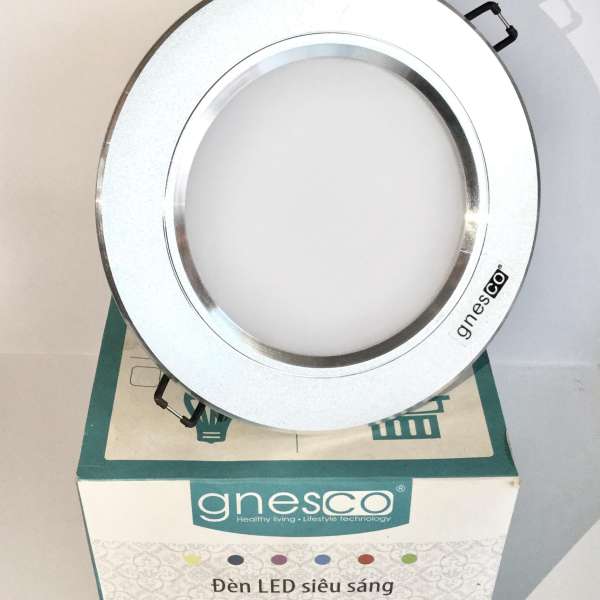 Bộ 3 đèn LED âm trần tán quang tiết kiệm điện Gnesco 7W (Vàng ấm)