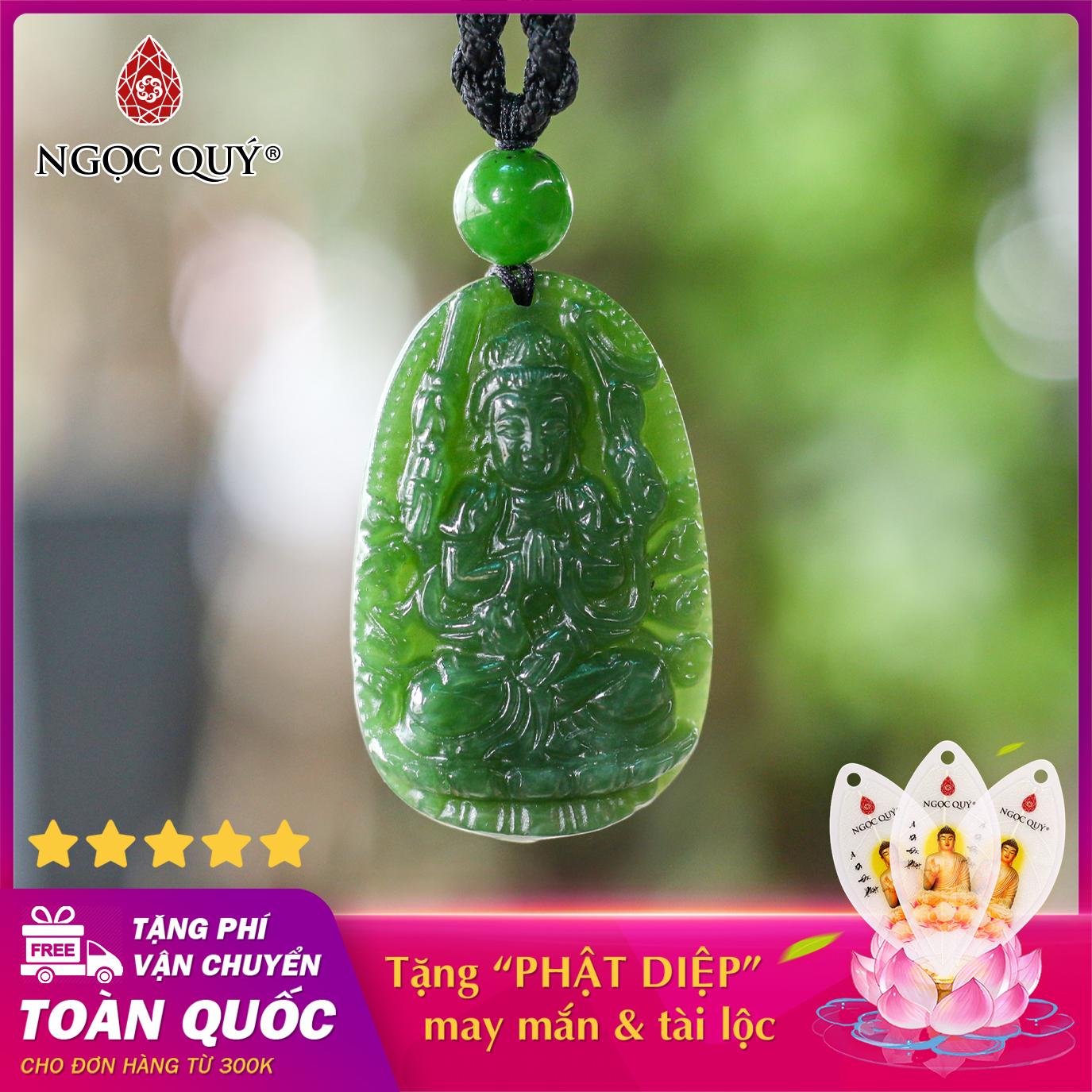 [HCM]Mặt dây chuyền đá ngọc bích Thiên Thủ Thiên Nhãn Phật bản mệnh tuổi Tý cho cả nam và nữ size 3.6 x 2.3cm (màu xanh ngọc) - Ngọc Quý Gemstones