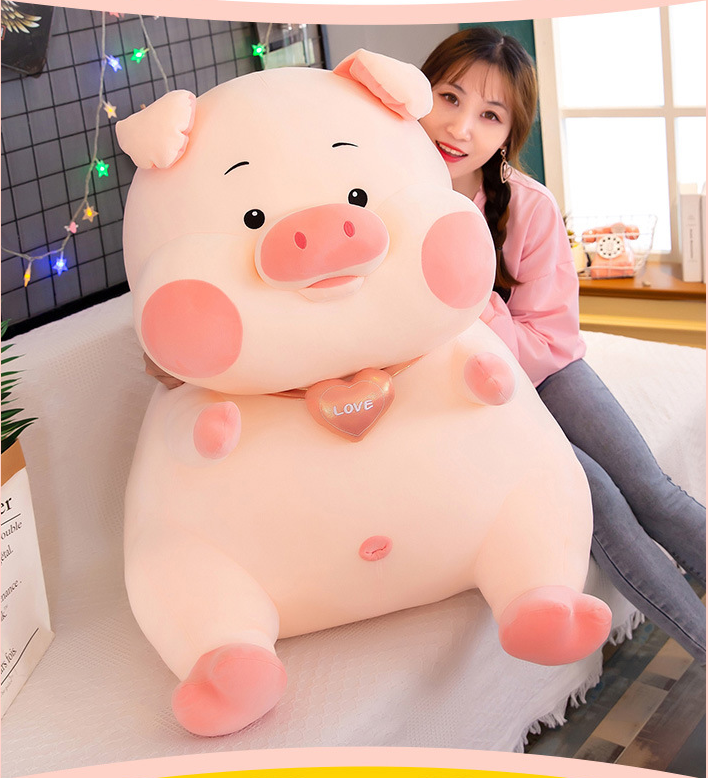 GẤU BÔNG HEO NGỒI ĐEO TIM DỄ THƯƠNG SIZE 50CM
