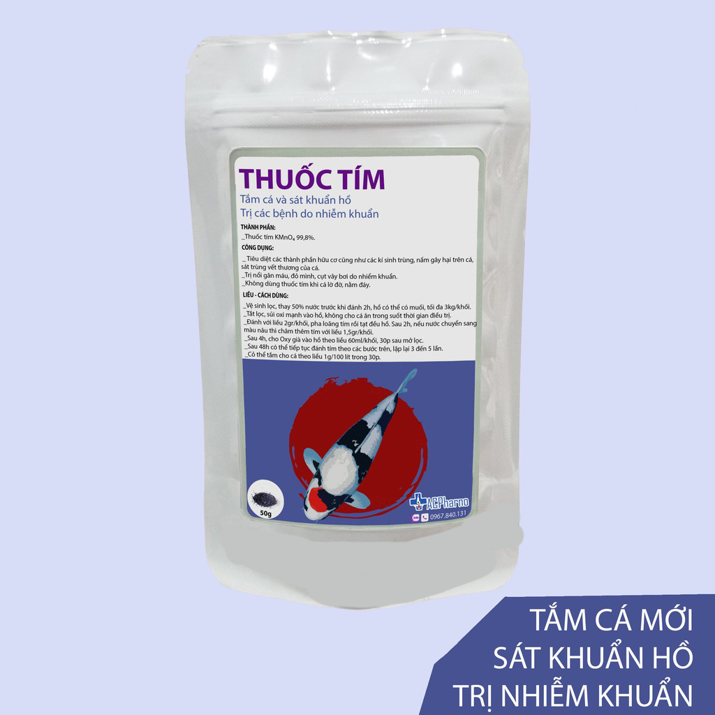 T.h.u.ố.c Tím Tắm cá, sát khuẩn hồ cá koi, sát trùng vết thương, tiêu diệt nấm, kí sinh gây hại cho cá ko