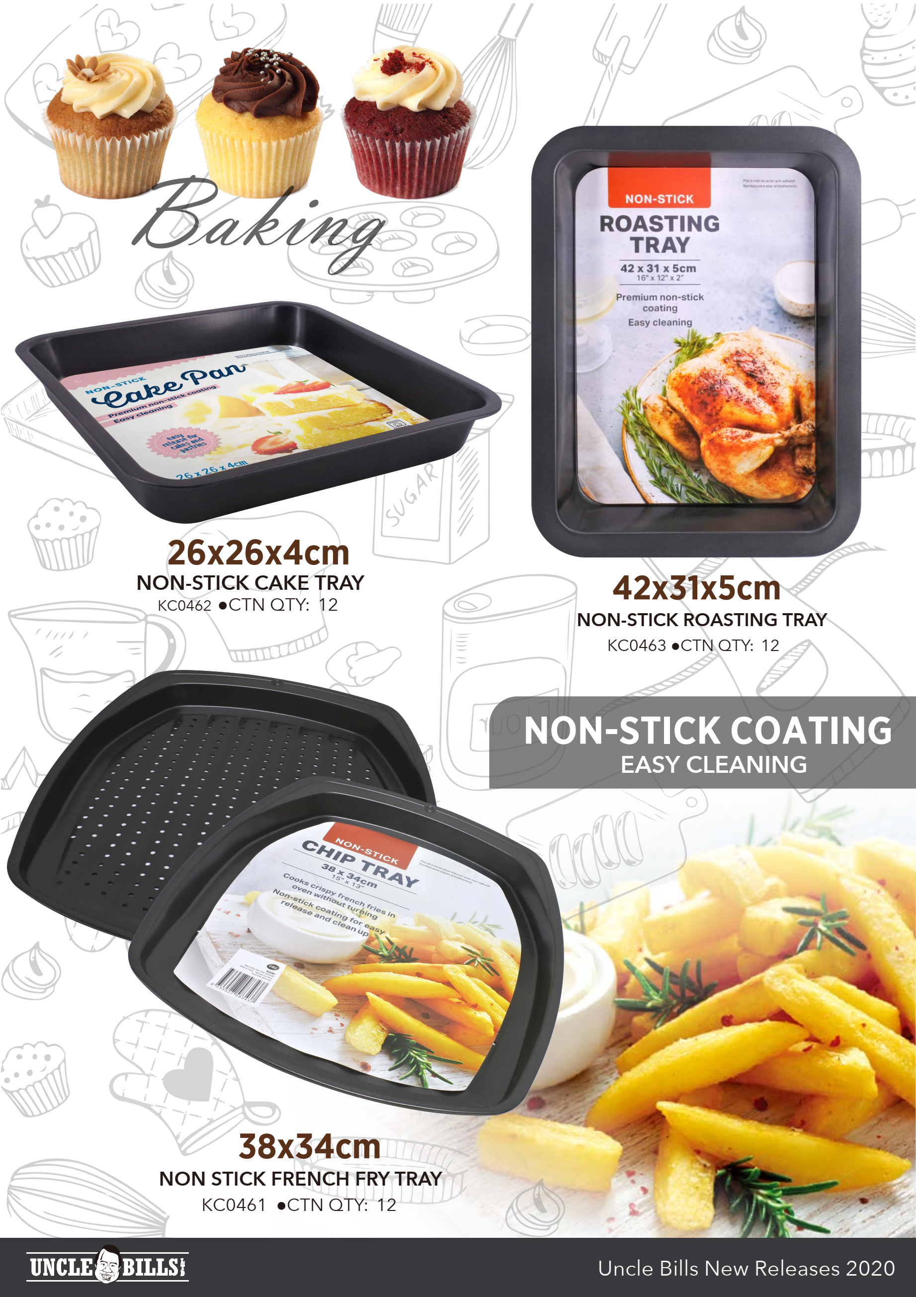 Non-stick baking tray 42x31x5cm uncle bills KC0463