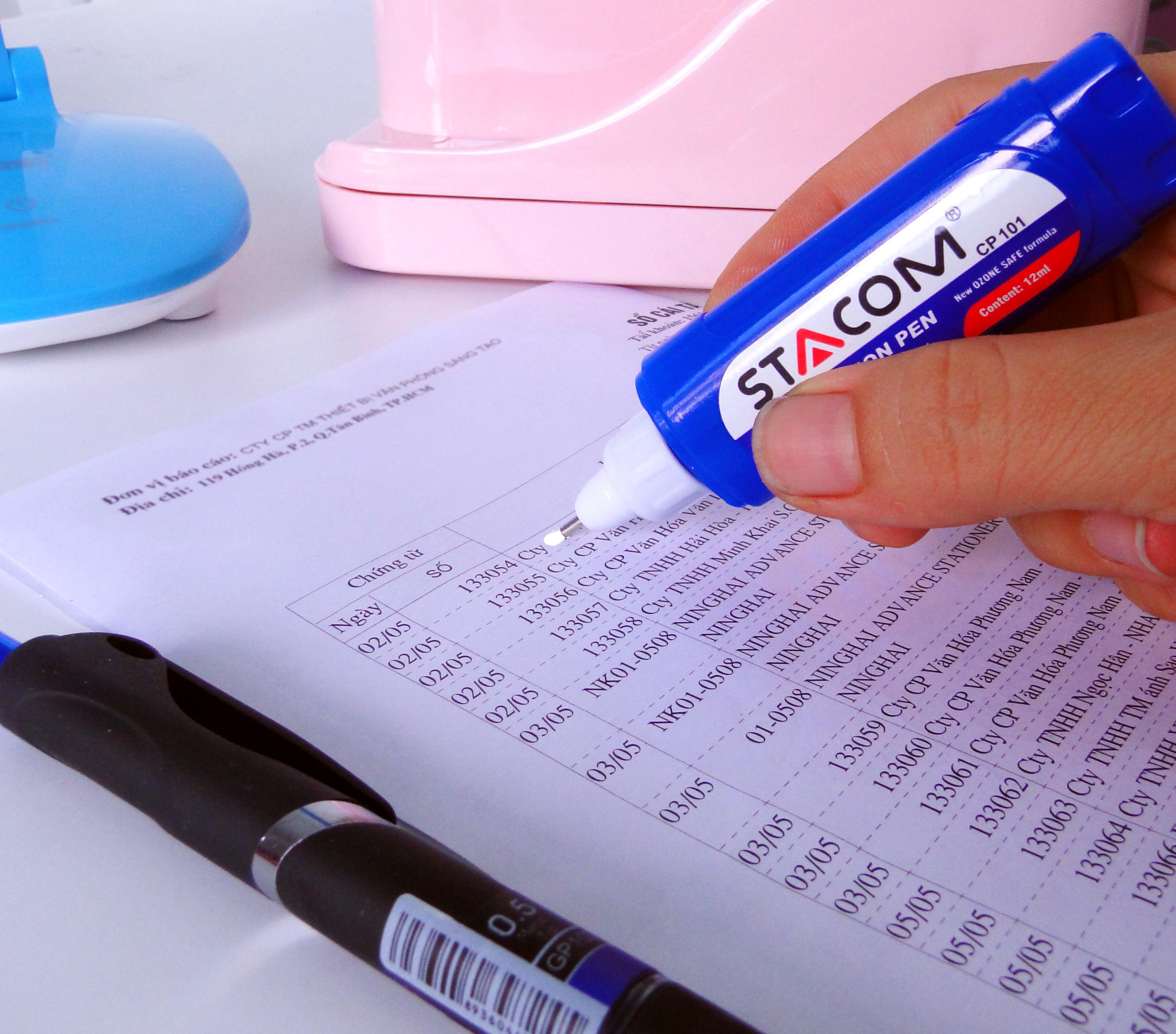 Bút Xóa Đầu Kim STACOM - Dung Tích 12ml - CP101 - Tiện Lợi, Dễ Sử Dụng và An Toàn