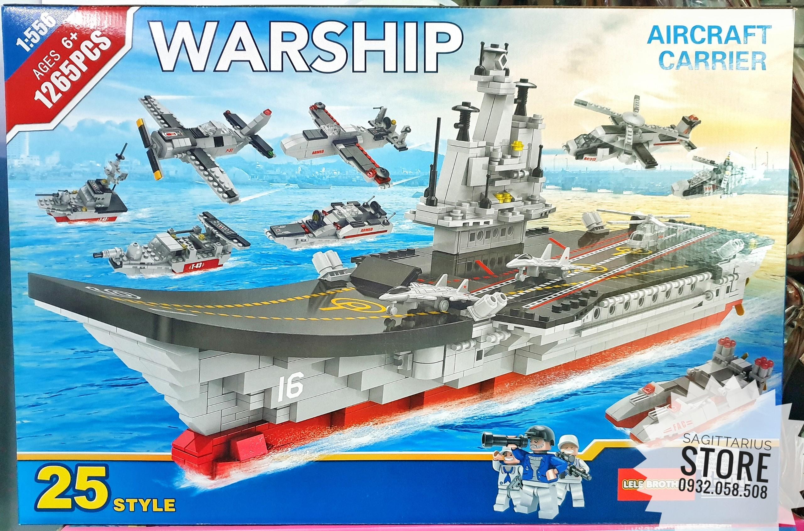 [HCM]Bộ Lego Lele Brother 8565 Lắp Ráp Tàu Sân Bay WARSHIP tỷ lệ 1:155 ( 1265 Mảnh )