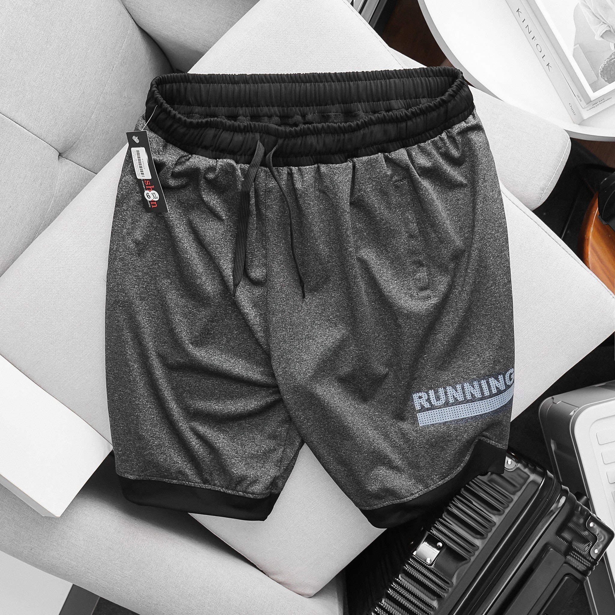 BIGSIZE - Quần short thun phối viền chân running sz 90 - 130kg