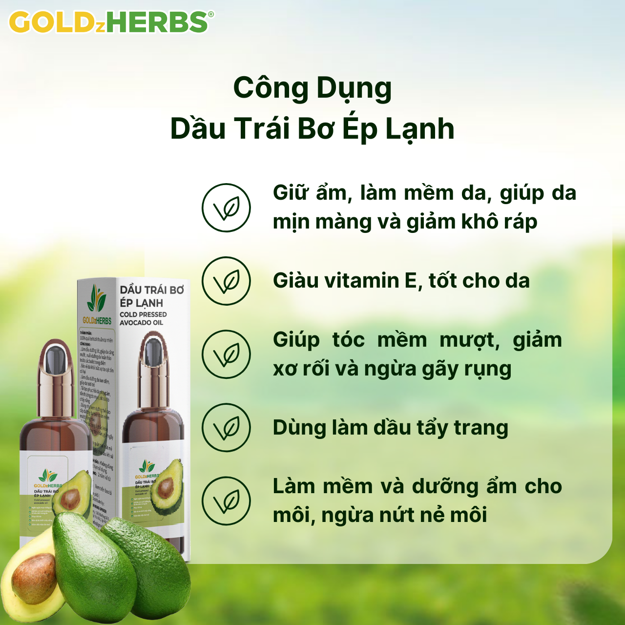[Tinh Dầu] Tinh Dầu Trái Bơ GoldzHerbs, 100% thiên nhiên