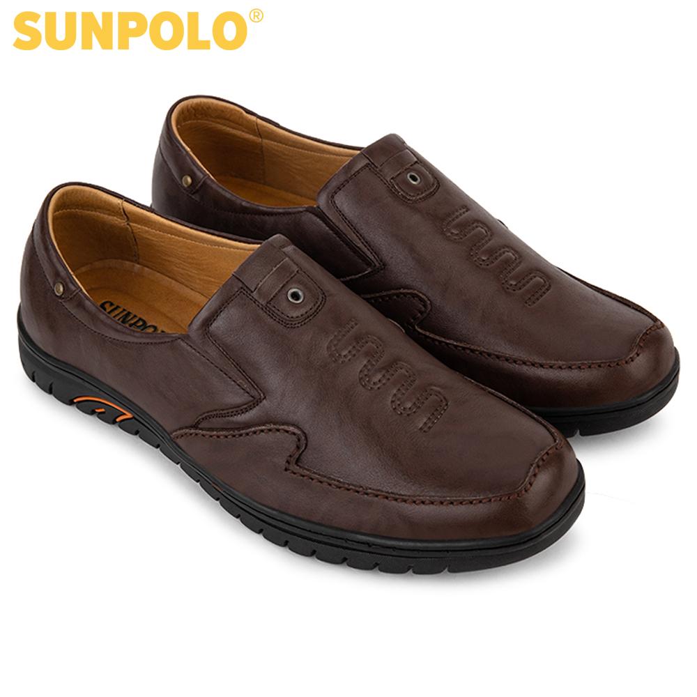 Giày Lười Nam Da Bò SUNPOLO SUS511 (Đen, Nâu)