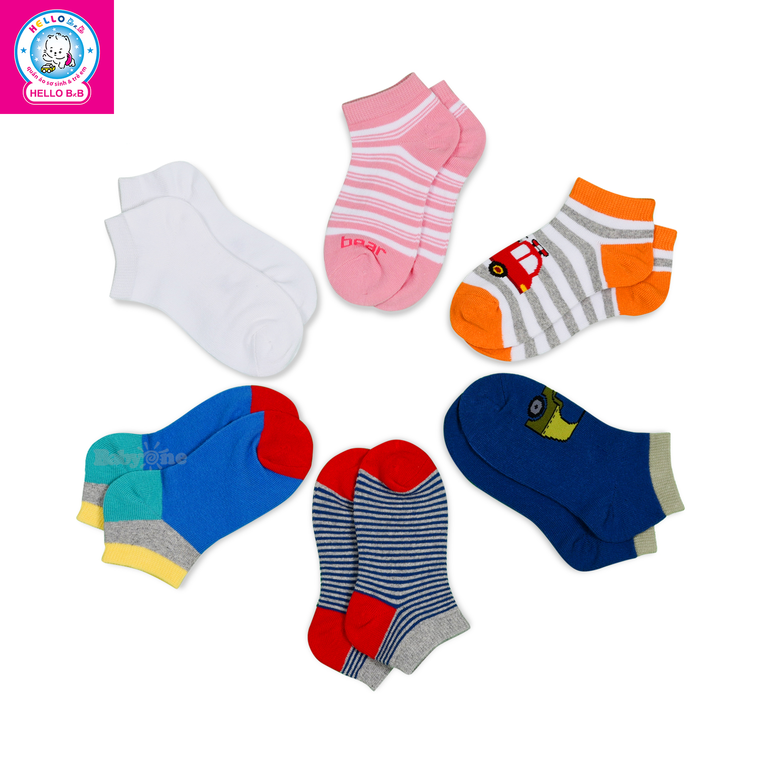 Bộ 4 Đôi Vớ (tất) BabyOne VO0694 - HELLO B&B