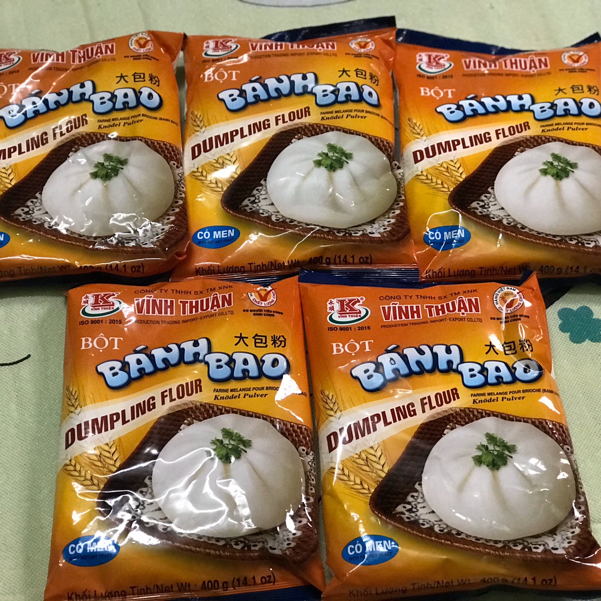 Sét 5 gói bột bánh bao vĩnh thuận 400gam.