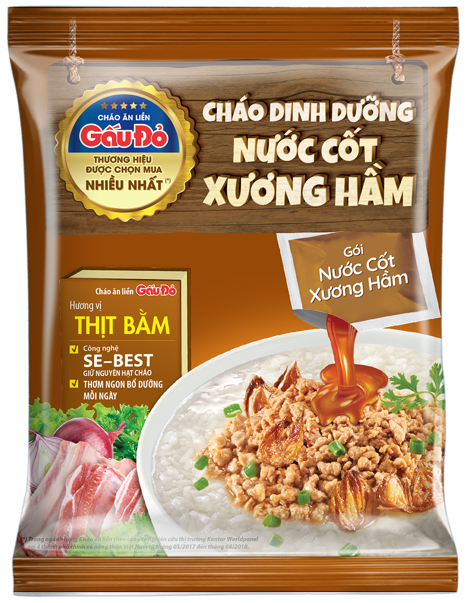 COMBO 10 GÓI CHÁO GẤU ĐỎ DIMH DƯỠNG THỊT BẰM/GÀ