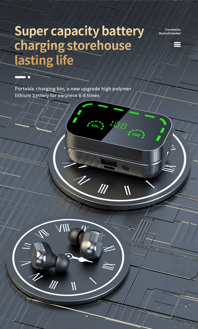 YD05 new mirror black technology digital display 5.3 chip mini noise reduction wireless Bluetooth headset