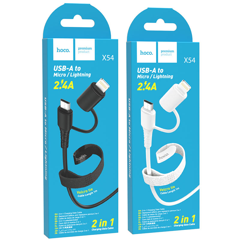 Cáp 2 in1 Micro/Lightning và  Micro/Type C HOCO X54