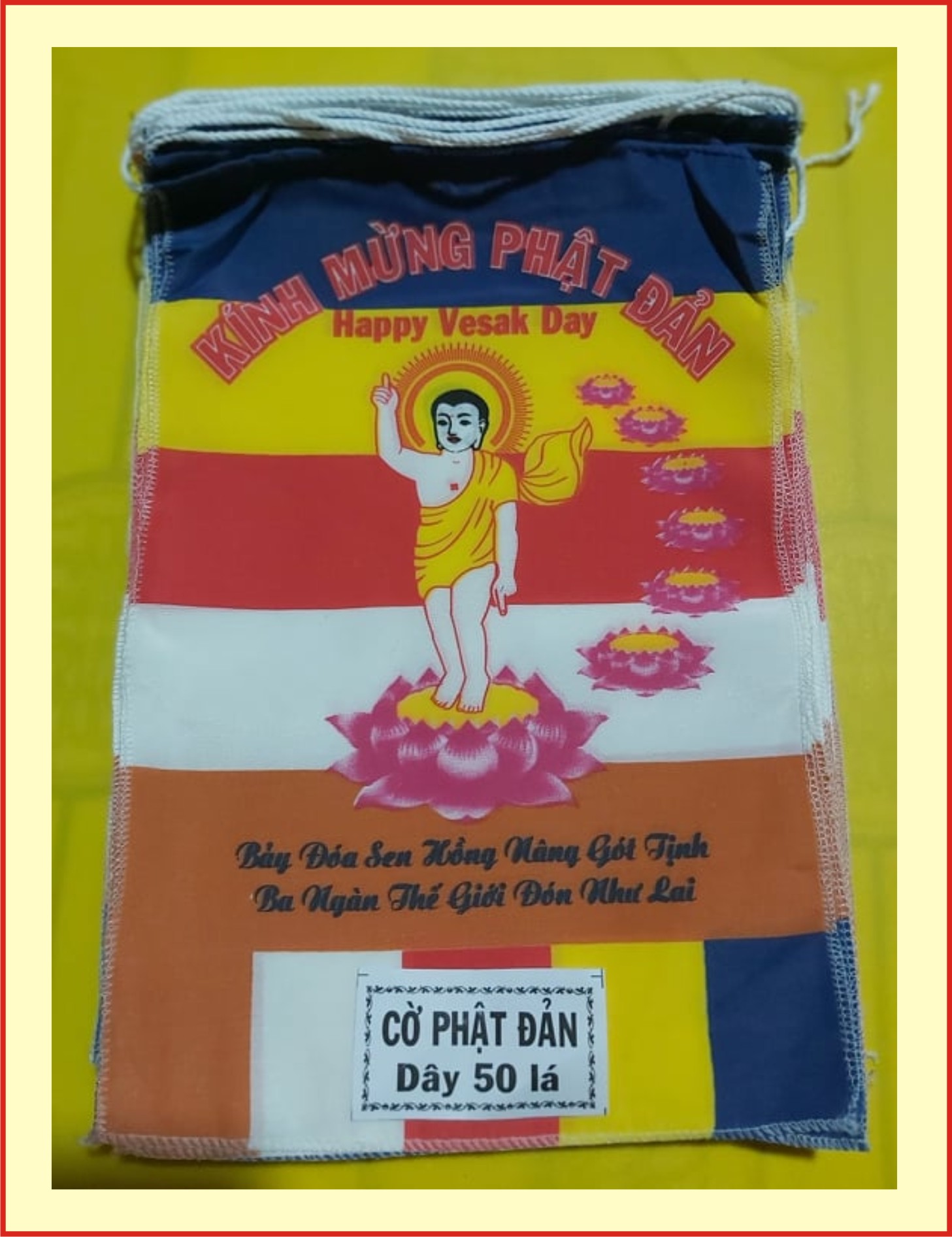 [HCM]Cờ dây Phật đản ( dây 50 lá )
