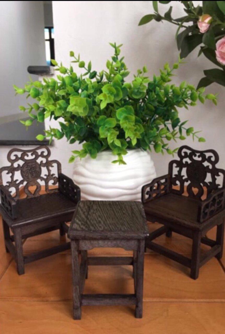 [HCM]BỘ BÀN GHẾ MINI gỗ Tàu Cánh gà để đặt bonsai  tượng trang trí ( hàng hiếm )
