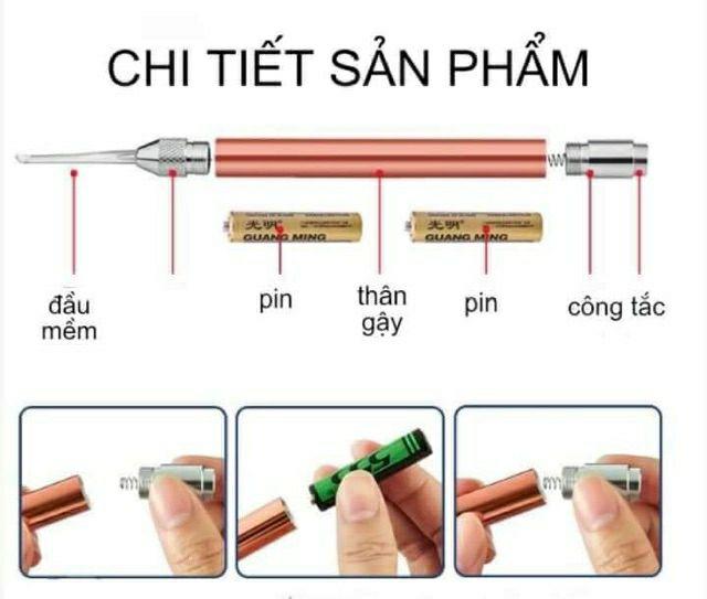 Bộ dụng cụ lấy ráy tai có đèn cao cấp