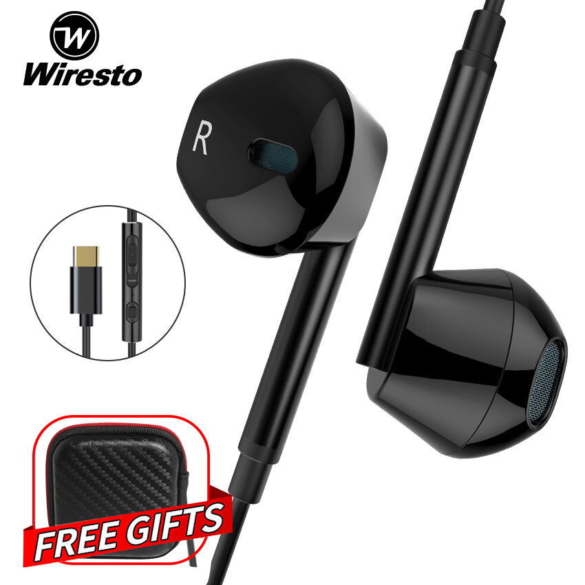 Wiresto In Ear Headphones Earphone Headset Wired Earbuds Noise Cancelling HIFI Sound Quality Wired No Ear Pain Earphone HIFI Subwoofer Headset with HD Microphone Free Case Box