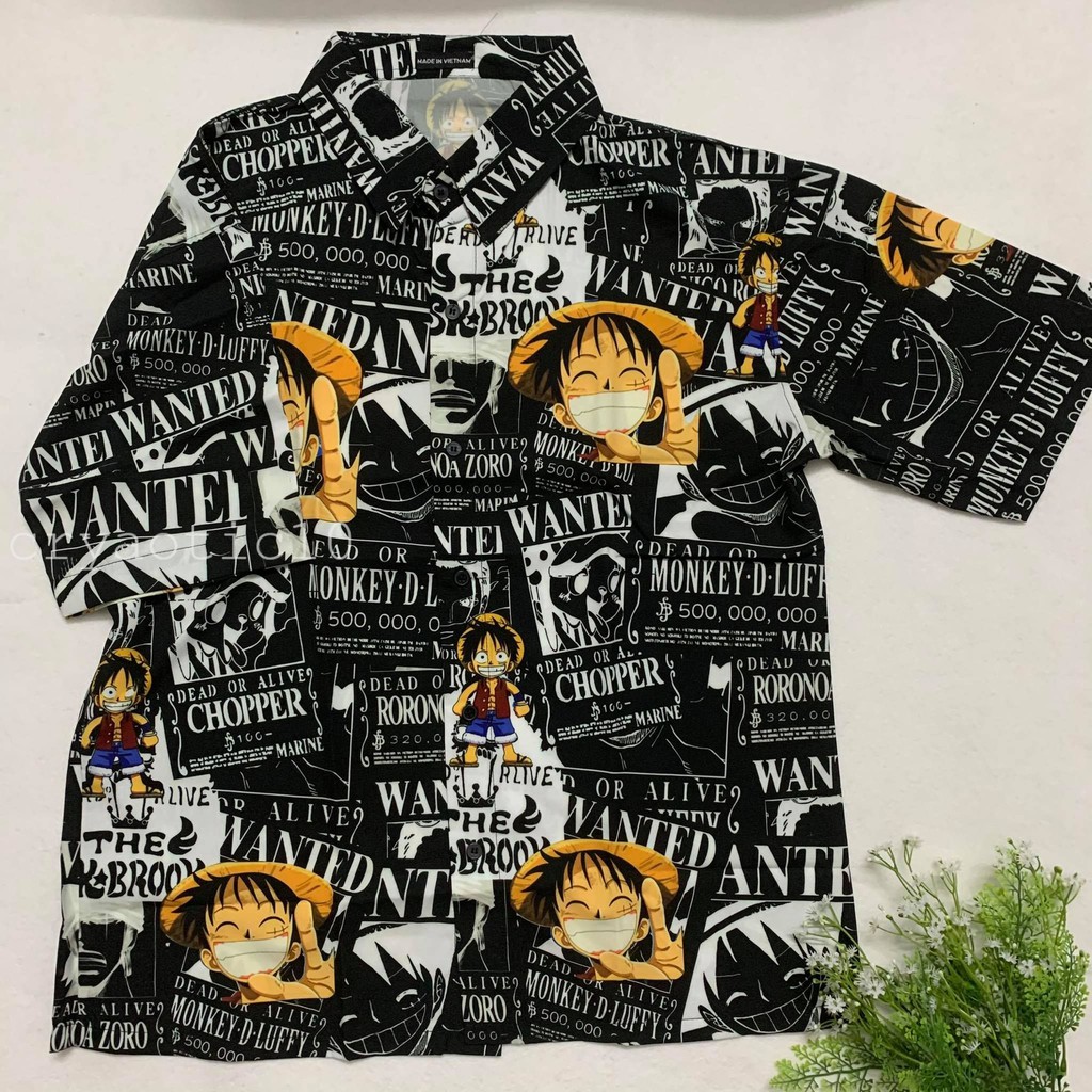 [Kèm hình thật] Áo sơ mi lụa One Piece Luffy Đảo Hải Tặc unisex cryaotic10
