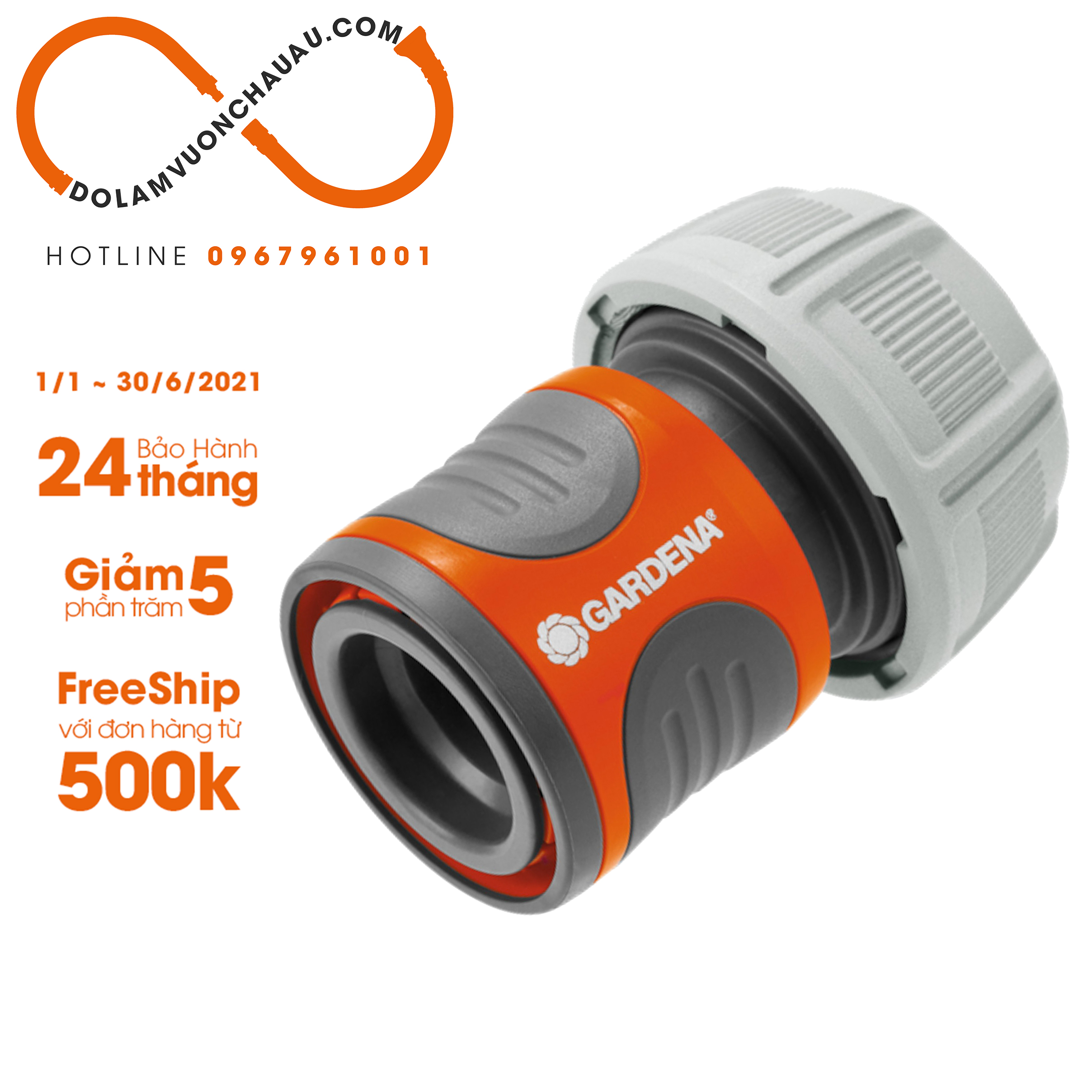 [Hàng Đức] Cút nối thường 19mm (3/4") (Gardena 18216)
