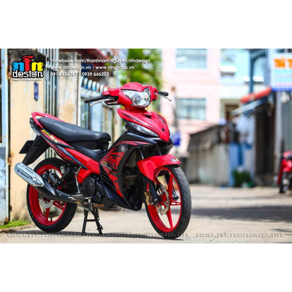 Tem rời dán xe exciter 135 mẫu mx hoa văn đỏ đen
