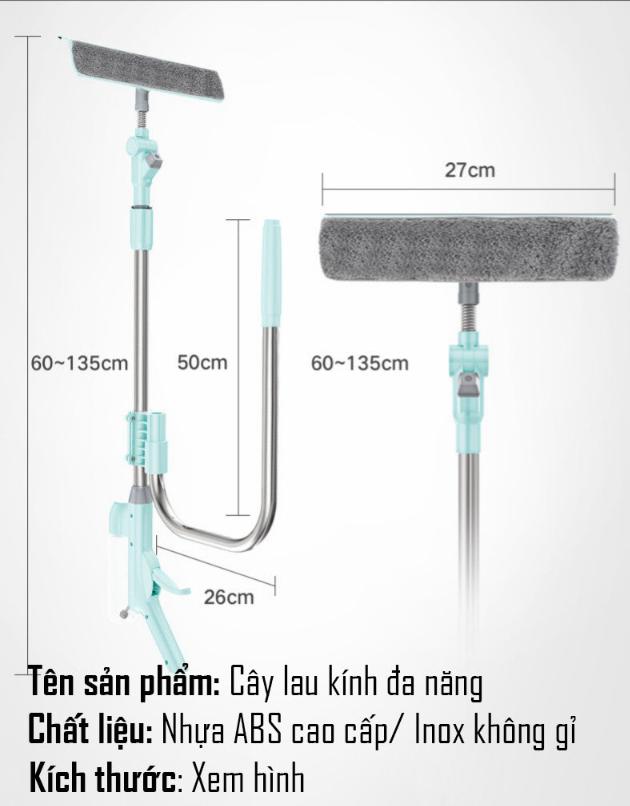 WorldMart - Cây lau kính chữ U thông minh kèm bình xịt dung dịch Japan
