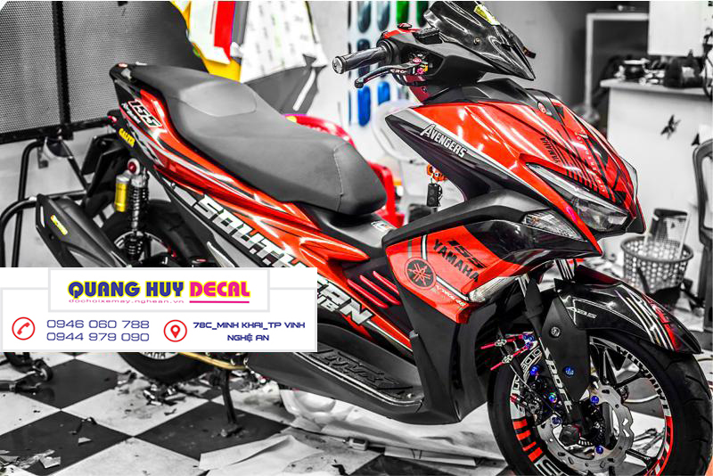 Tem trùm NVX đỏ đen - Độ dán team trùm decal xe máy NVX đỏ đen - Team trùm decal xe máy NVX rẻ đẹp và chất
