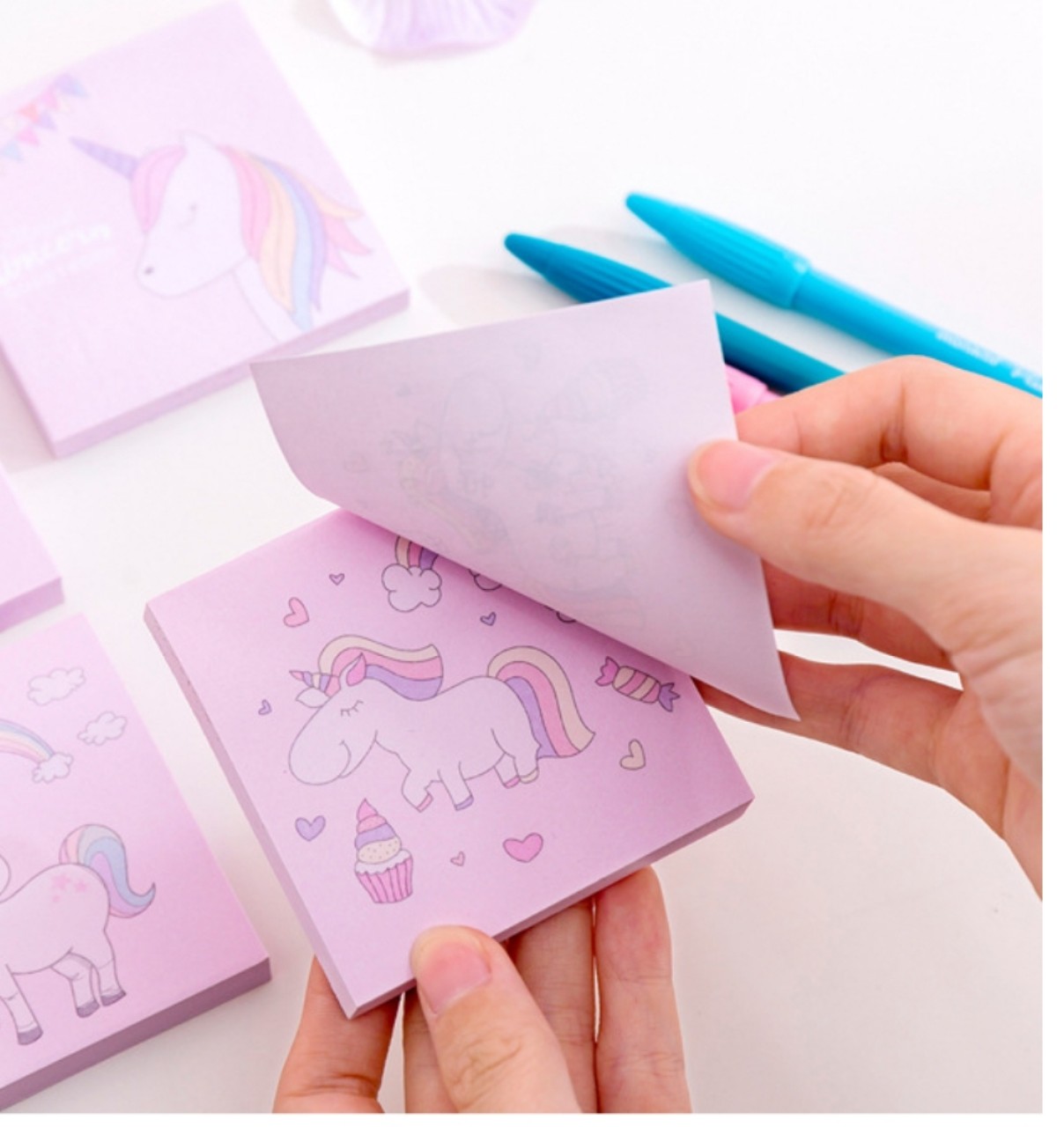 Giấy note hình kỳ lân hồng dễ thương