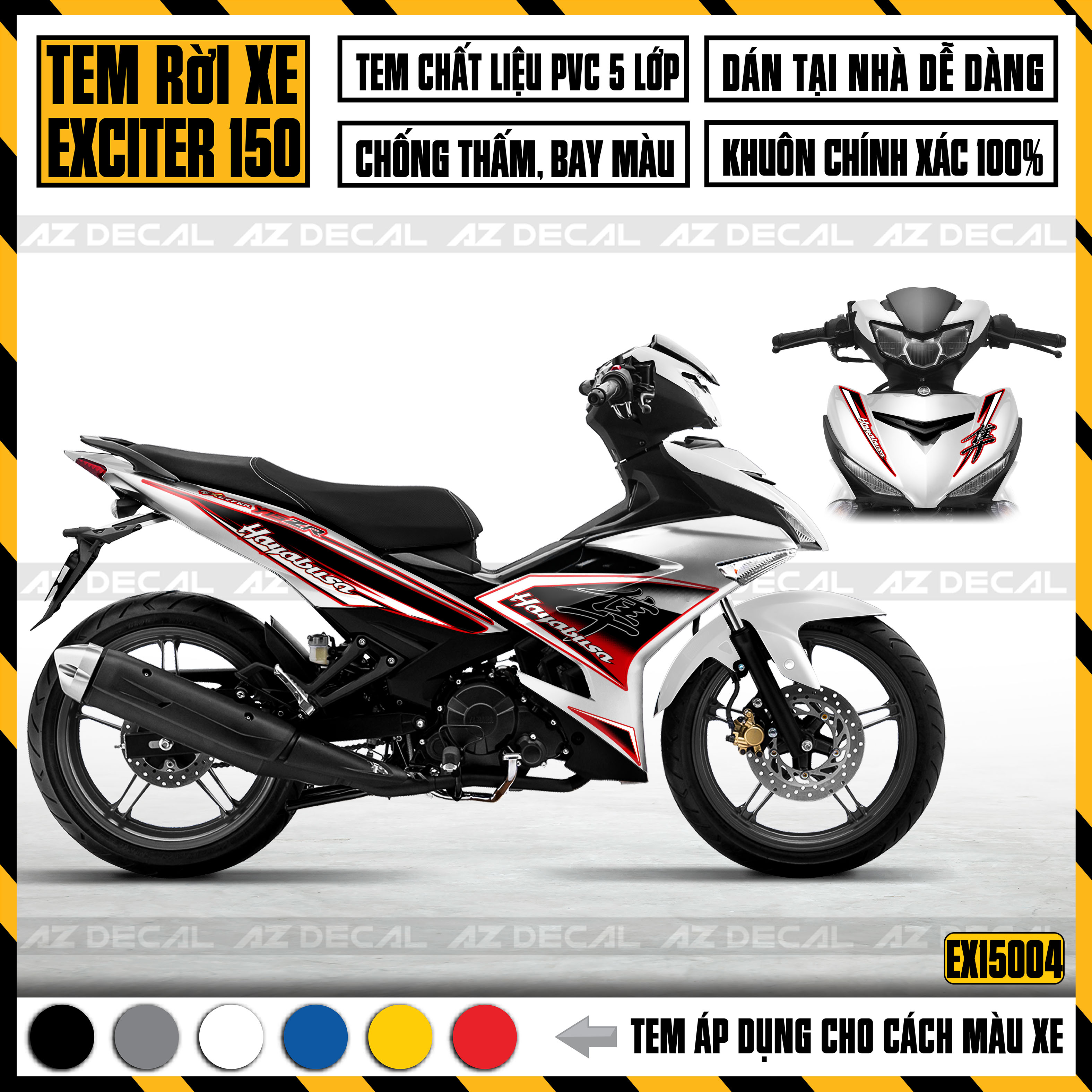 Tem rời dán exciter 150 mẫu hayabusa | ex15004 | decal chế dán xe ex150 chất liệu pvc cao cấp - azdecal