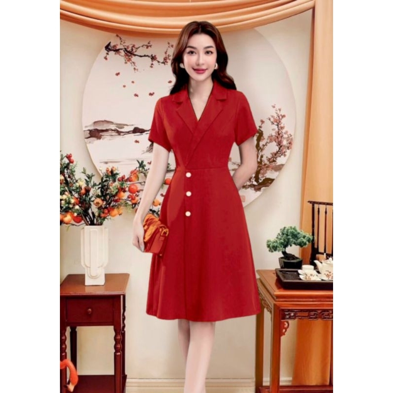 Đầm cổ vest công sở fullsize
