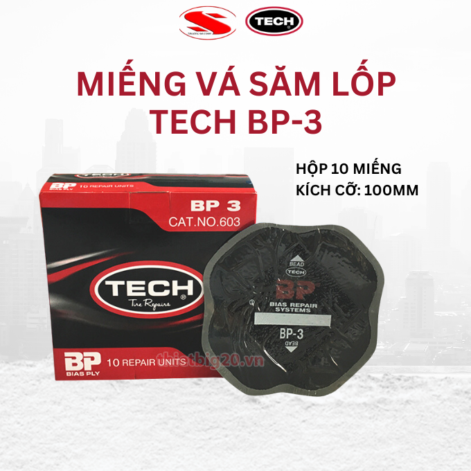 Hộp miếng vá lốp xe ô tô bố chéo Tech BP-3 (Bias, 100mm)10 miếng