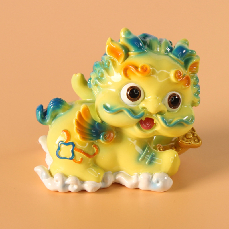[HCM]Cặp Kỳ Lân sứ size lớn 8x7cm màu vàng