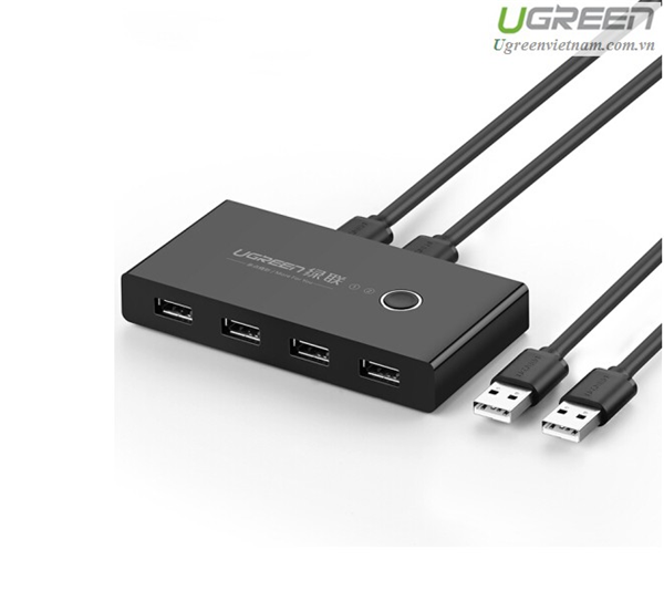 Bộ chia sẻ máy in usb 2.0 từ 4 thiết bị vào 2 máy tính ugreen 30767 cao cấp