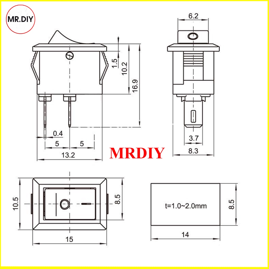 Công Tắc Bập Bênh 2 Chân 3A 250V KCD11